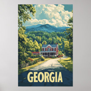 Affiche Belle Géorgie USA Vintage Illustration Voyage