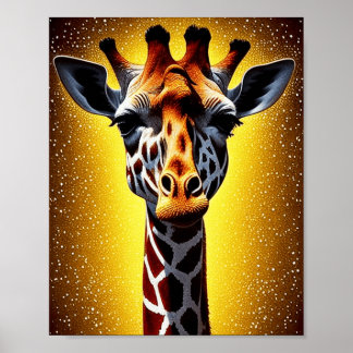 Affiche Belle Giraffe avec une Parties scintillant d'or