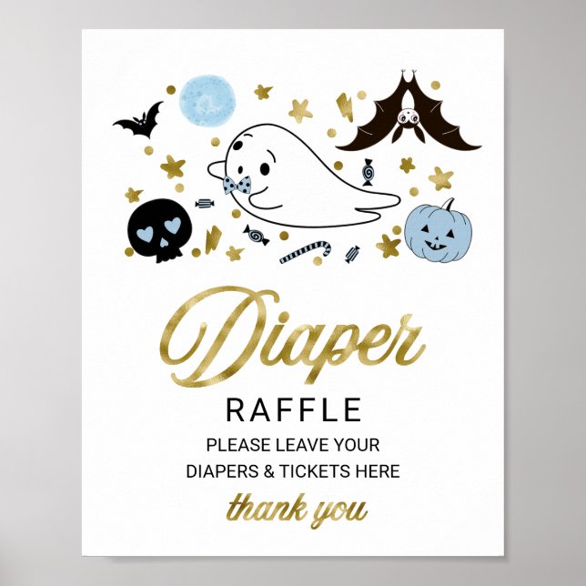 Affiche Belle Halloween Baby shower Déchets Signe Raffin (Devant)