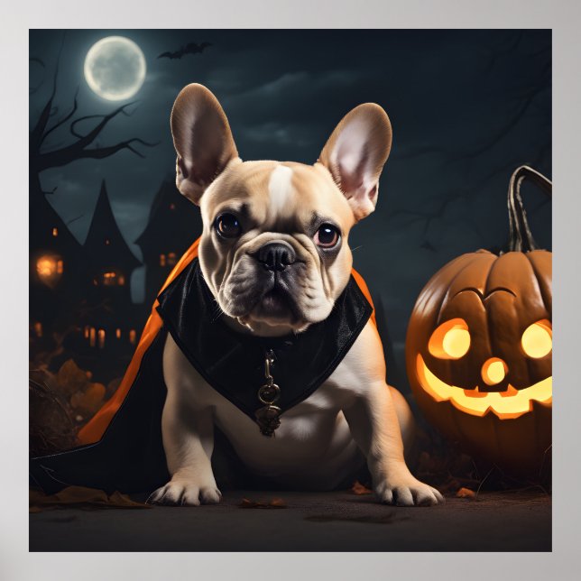 Affiche Belle Halloween Chien Français Chien Chien Chien C (Devant)