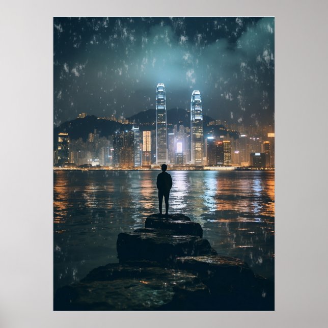 Affiche Belle Horizon Hong Kong, Ville de nuit (Devant)