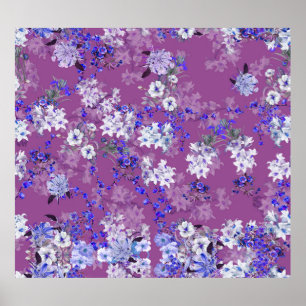 Affiche Belle huile Peint Fleurs et Branches Minuscule Fl