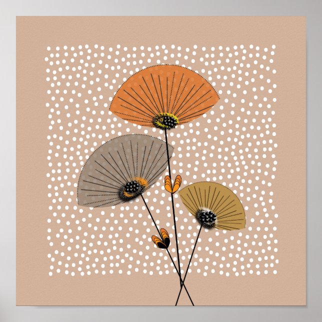 Affiche Belle illustration de fleurs rétro (Devant)