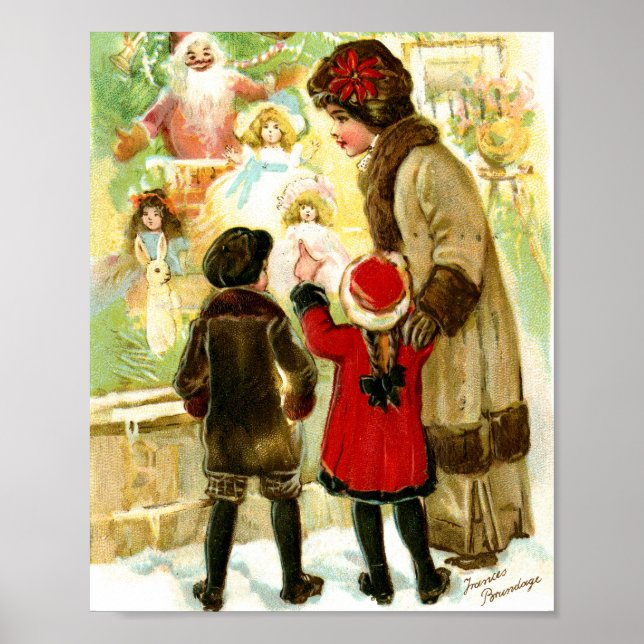 Affiche Belle illustration de Noël Vintage (Devant)