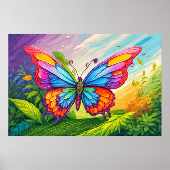 Affiche Belle illustration de papillon artistique (Devant)
