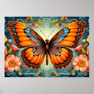 Affiche Belle illustration de papillon artistique Art
