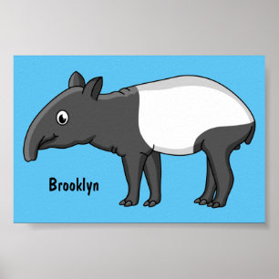 Affiche Belle illustration de tapir de dessin animé