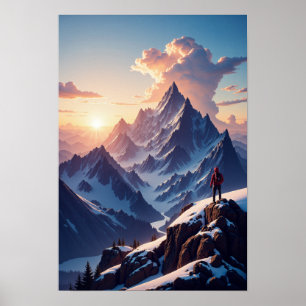 Affiche Belle illustration du paysage de montagne