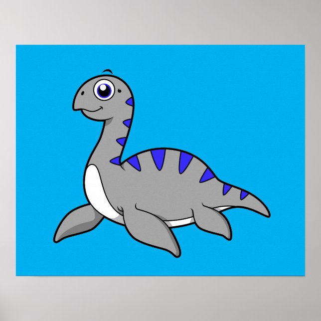 Affiche Belle Illustration D'Un Monstre Loch Ness. (Devant)