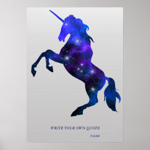 Affiche Belle image brillante de licorne rose galaxy