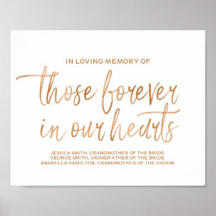 Affiche Belle inscription 8x10 Rose Gold Memorial pour Mar