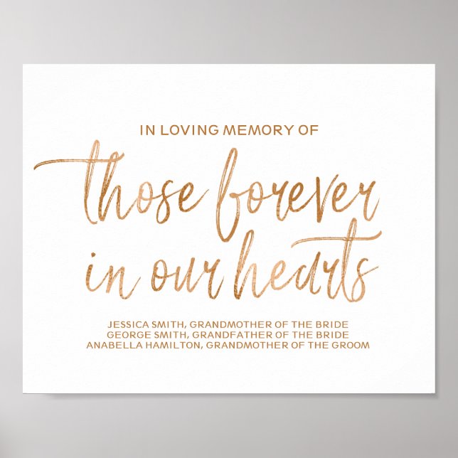 Affiche Belle inscription 8x10 Rose Gold Memorial pour Mar (Devant)