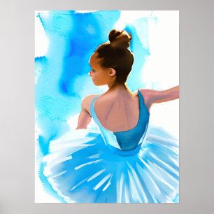 Affiche Belle jeune Ballerina en bleu