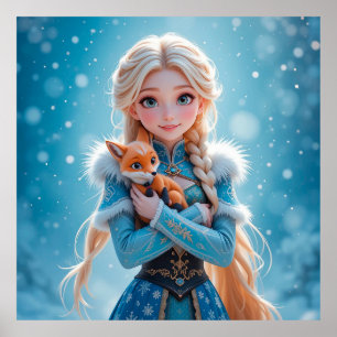 Affiche Belle jeune fille de neige