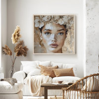 Belle jeune modèle de mode Floral Portrait Art