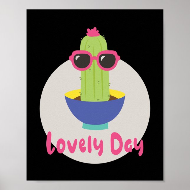 Affiche Belle journée Kawaii drôles de cactus portant des  (Devant)