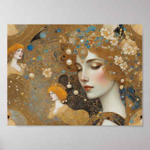 Affiche Belle Klimt inspiré art 1, Donna de Rome