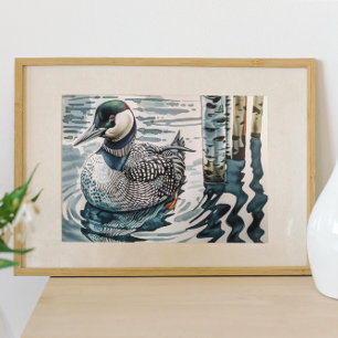 Affiche belle laine sur l'eau en aquarelle