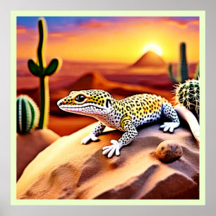 Affiche Belle léopard du désert Gecko Design
