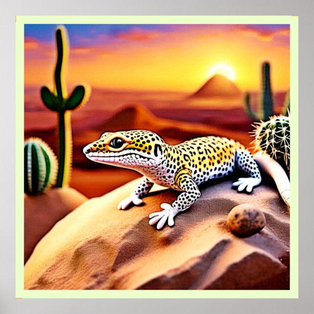 Affiche Belle léopard du désert Gecko Design (Devant)