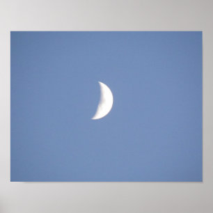 Affiche Belle Lune Croissante Cireuse Imprimée en Plein Jo