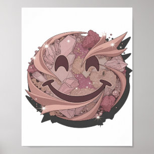 Affiche Belle LUNE SMILEY Rose Design Moderne