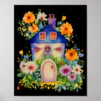 Affiche Belle Maison Florale