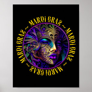 Affiche Belle Mardi Gras Femme En Masque Mardi Gras