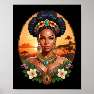 Affiche Belle Melanin Femme Noire Reine De Sheba Desig