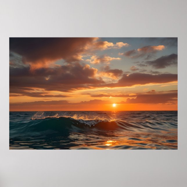 Affiche Belle mer au coucher du soleil (Devant)