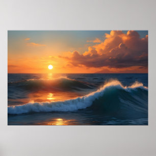 Affiche Belle mer au coucher du soleil