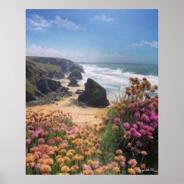 Affiche Belle mer et falaise arrière - plan pour appels vi (Devant)