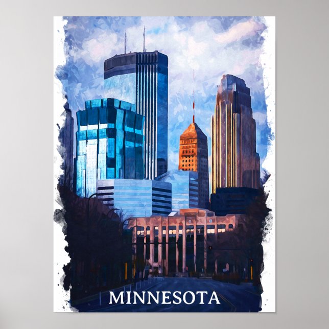 Affiche Belle Minneapolis Minnesota Skyline (Devant)