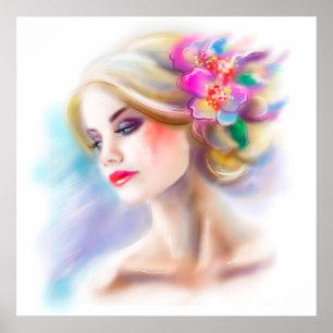 Affiche belle mode de portrait de femme d'affiche
