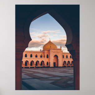 Affiche Belle mosquée blanche au coucher du soleil