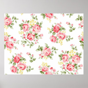 Affiche Belle motif de fleur rose, petite bouqu fleurie