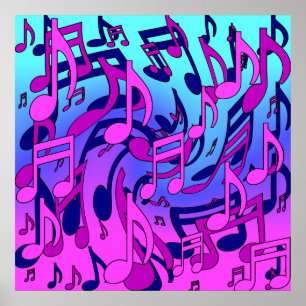 Affiche Belle Musique Notes De Musique Enjouées Violet Ros