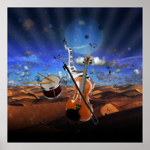 Affiche Belle musique notes violon splater piano batterie