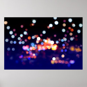 Affiche Belle nuit de ville bokeh lumière, abstrait blur d