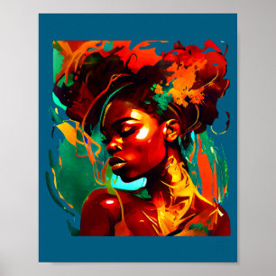 Affiche Belle œuvre d'art noire femme afro-américaine