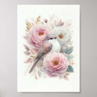 Affiche Belle  Oiseau & Art de Roses