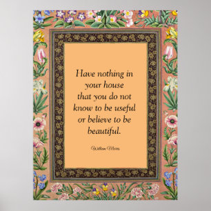 Affiche Belle ou utile, citations de William Morris,