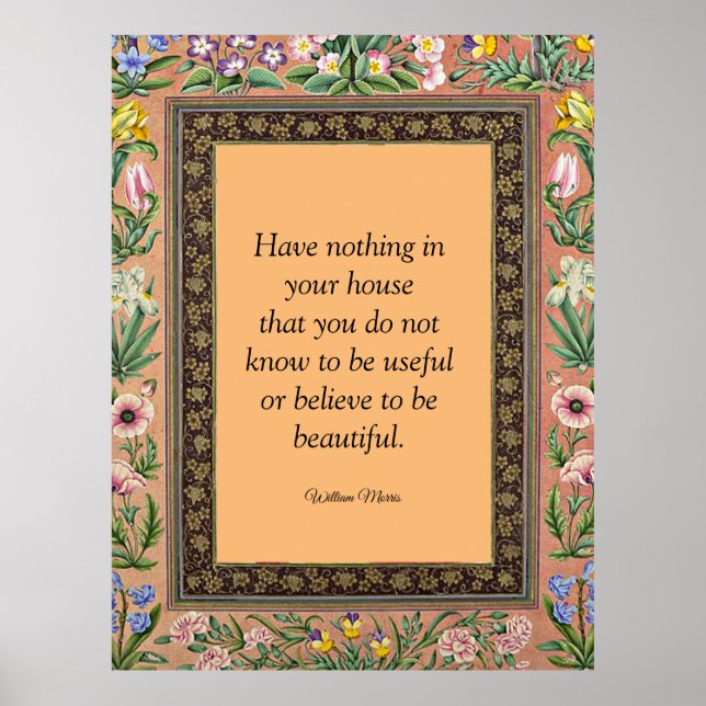 Affiche Belle ou utile, citations de William Morris, (Devant)