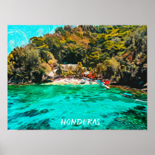Affiche Belle peinture à l'huile tropicale du Honduras