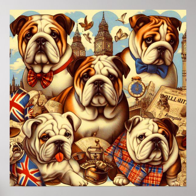 Affiche Belle peinture anglaise de Bulldog (Devant)