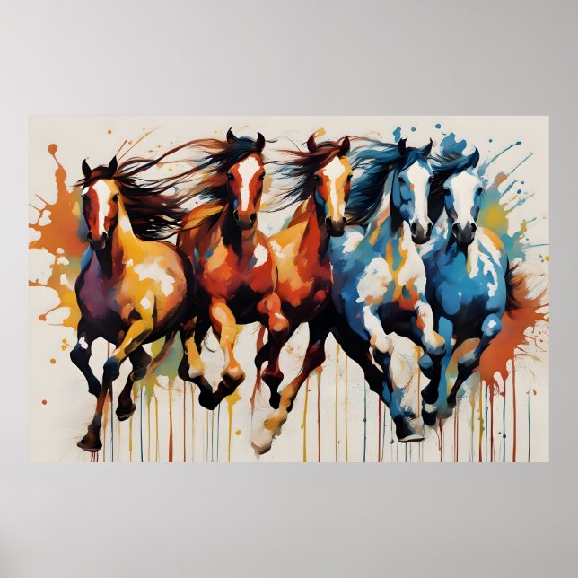 Affiche Belle peinture de chevaux (Devant)