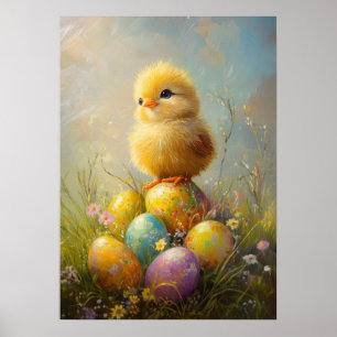 Affiche Belle peinture de Pâques de poule
