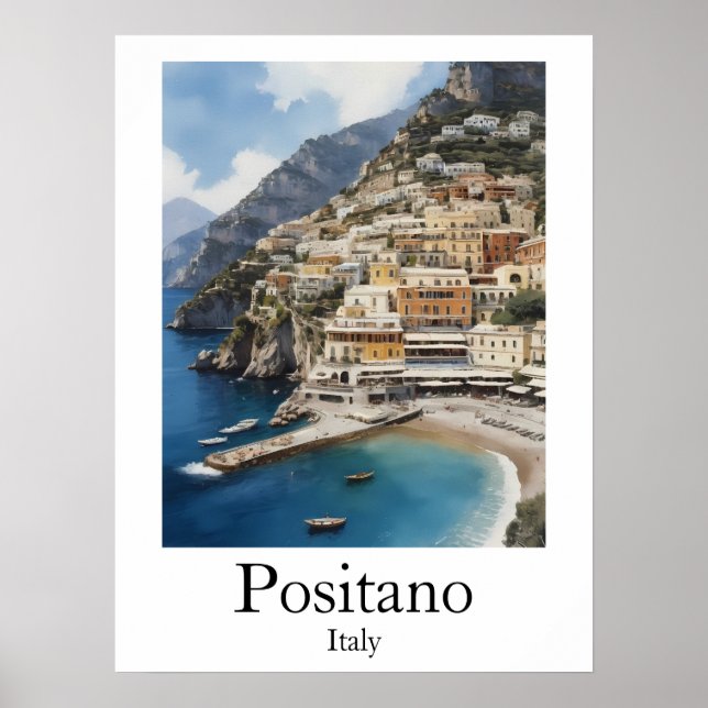 Affiche Belle peinture de paysage de Positano Italie (Devant)