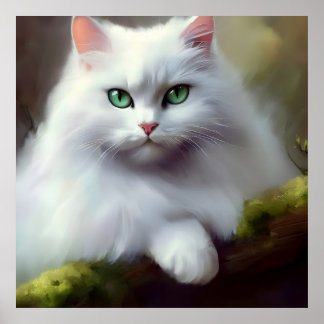 Affiche Belle peinture Fluffy Cat