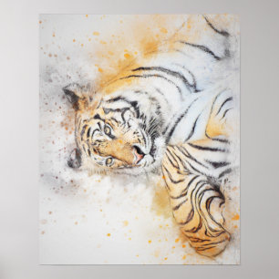 Affiche Belle peinture sur tigre du Bengale